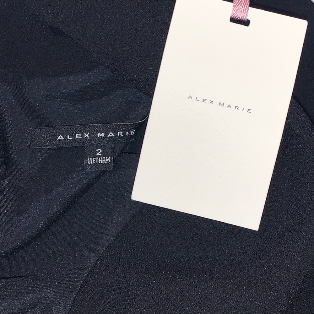 💥SOLD💥Alex Marie Nina Bow Sleeves Mock Neck Mini Dress Black Sz 2 NWT - Picture 4 of 10
